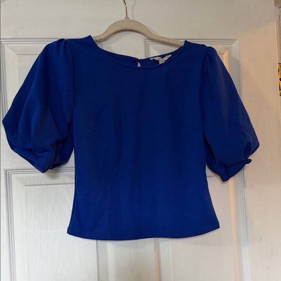 Haute Monde Tops - Haute Monde Cobalt Blue Puff Sleeve Blouse